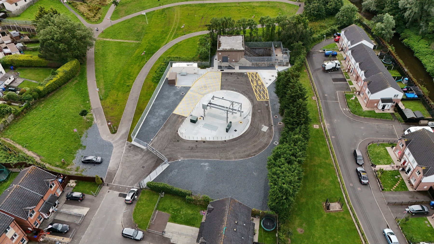 Aerial view of completed water infrastructure works